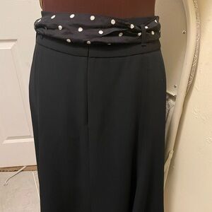 Patrick Gerard Black A Line Skirt with Polka Dot Belt, Sash.